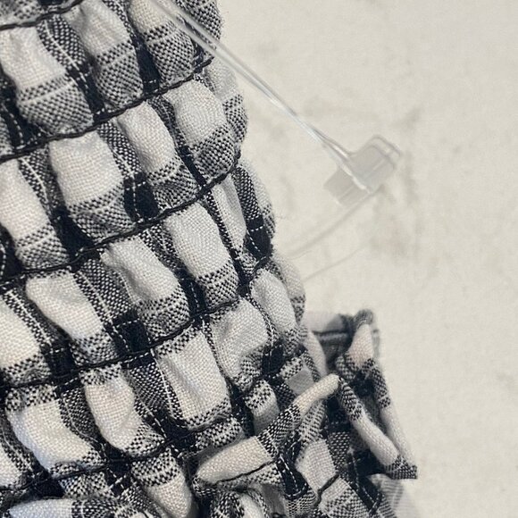 Sincerely Jules Womens Mini Skirt Black White Checkered Tiered Elastic Smocked M - Picture 7 of 9